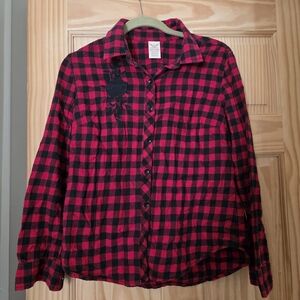 Faded Glory Red and Black Plaid Shirt
